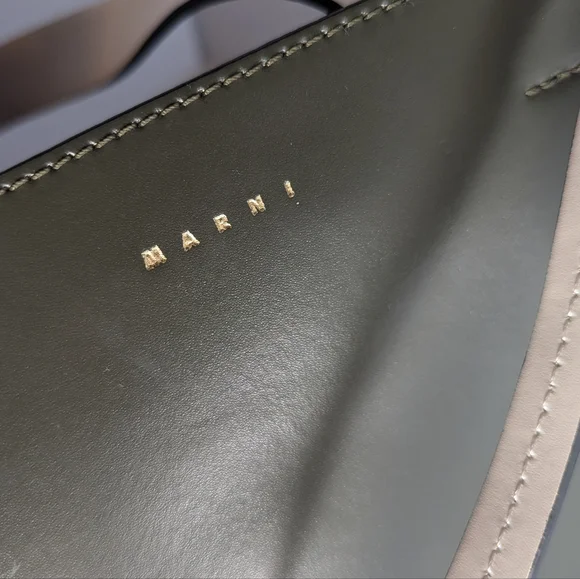 Marni Leather Colorblock olive green&blue &white Tote handbag - Picture 9 of 12